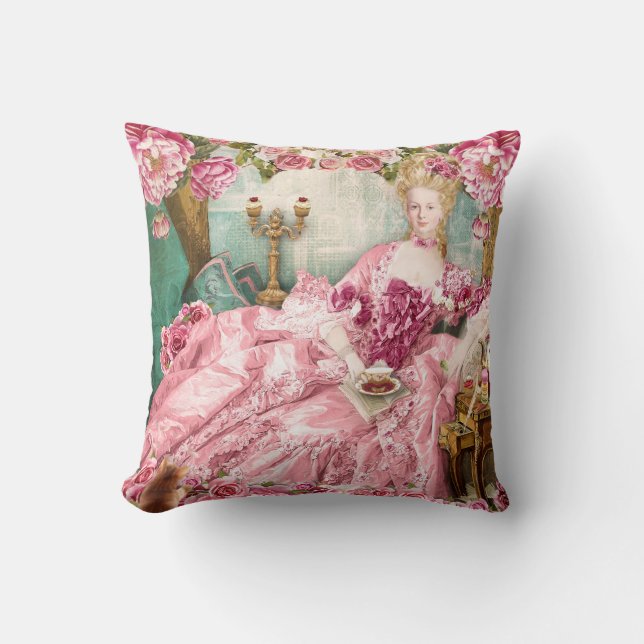 Marie Antoinette green Floral Pillow クッション Kissen (Vorderseite)