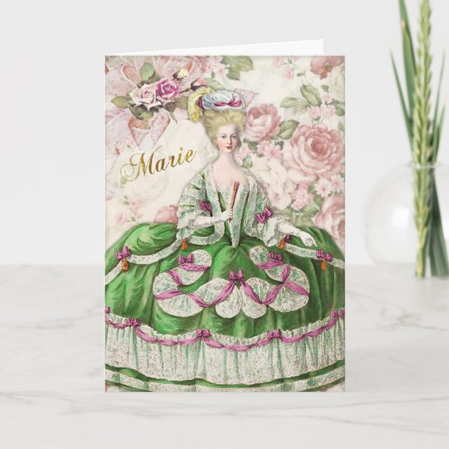 Marie Antoinette  Greeting Card Rose Bouquet Karte (Vorderseite)