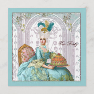 Marie Antoinette in Aqua mit Kuchen Einladung