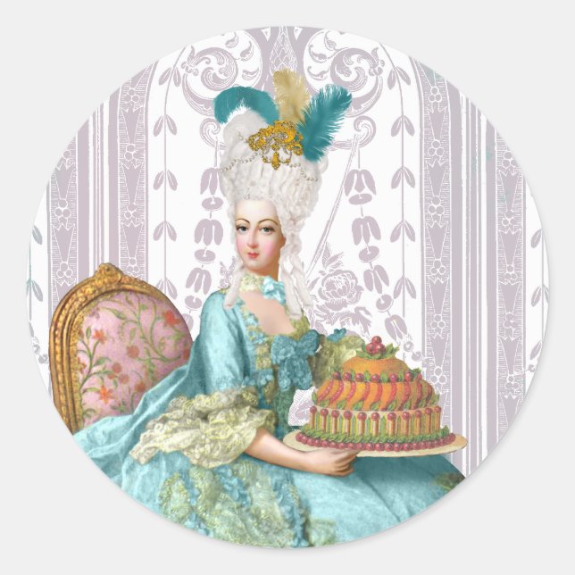 Marie Antoinette in Aqua Runder Aufkleber (Vorderseite)