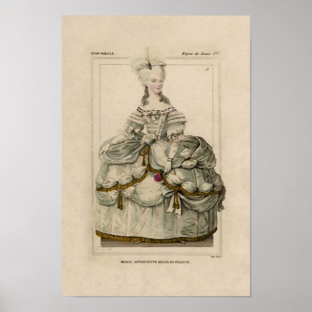 Marie Antoinette in Extravaganz Kleid ~ Poster (Vorne)