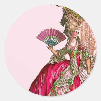Marie Antoinette in Hot Pink Runder Aufkleber