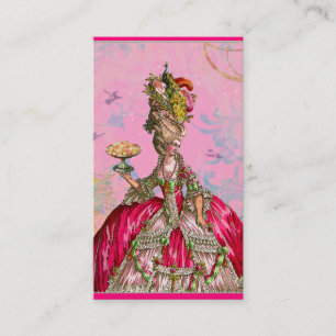 Marie Antoinette in Pink mit Peacock Visitenkarte