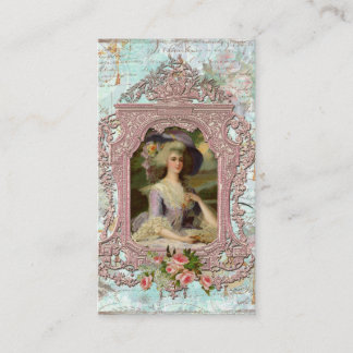 Marie Antoinette in rosa Rahmen Visitenkarte