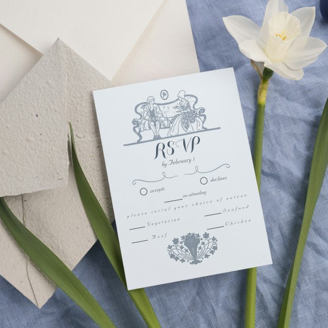 Marie Antoinette Inspiriert Rokoko Blue Wedding RSVP Karte (Von Creator hochgeladen)