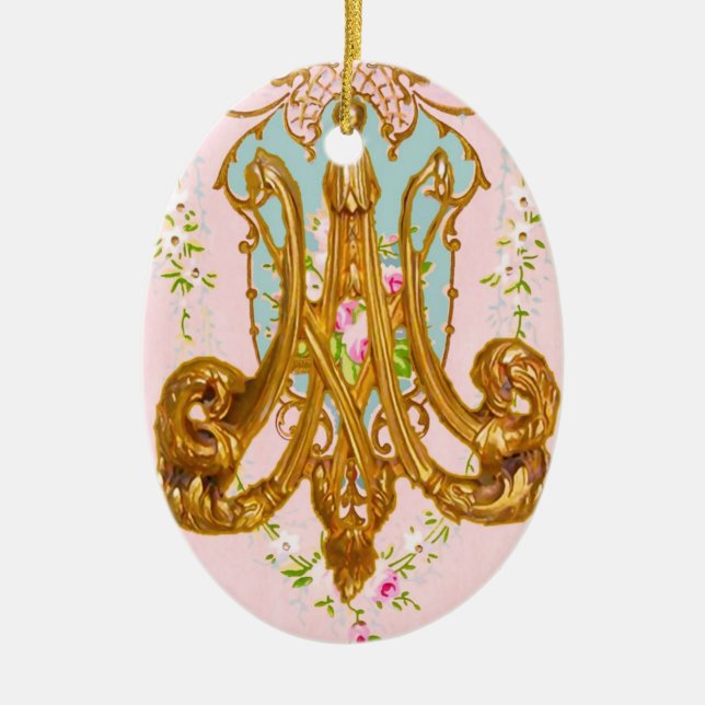 Marie Antoinette Keramik-Monogramm-Verzierung Keramikornament (Vorne)