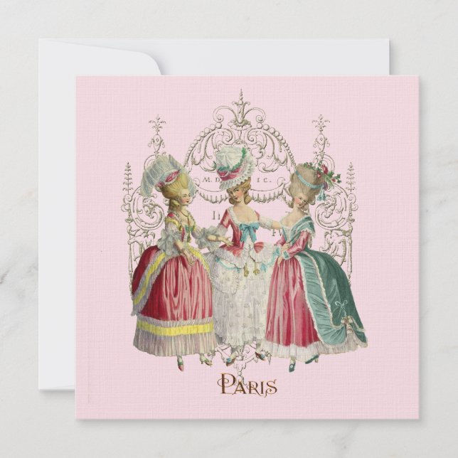 Marie Antoinette Ladys in Wart Einladung (Vorderseite)