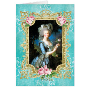 Marie Antoinette Le Brun Portrait Blue Damask Card