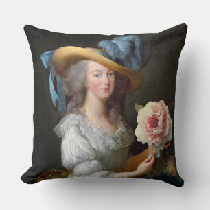 Marie Antoinette mit einer rosa Pfingstrose Kissen