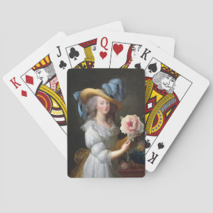 Marie Antoinette mit einer rosa Pfingstrose Spielkarten