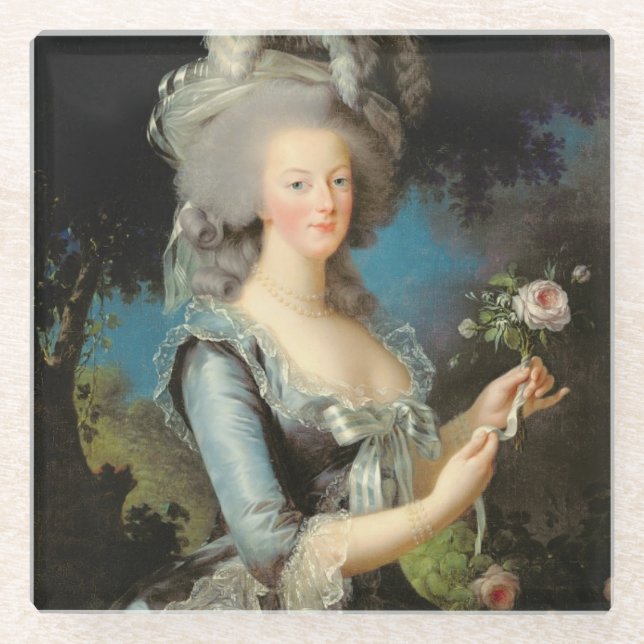 Marie Antoinette mit einer Rose, 1783 Glasuntersetzer (Vorderseite)