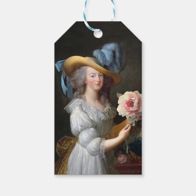 Marie Antoinette mit Pink Anemone Blume Geschenkanhänger (Vorderseite)