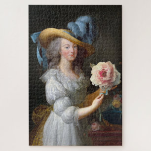 Marie Antoinette mit Pink Anemone Blume Puzzle