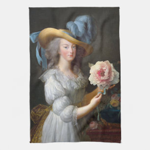 Marie Antoinette mit rosafarbenem Péony Geschirrtuch