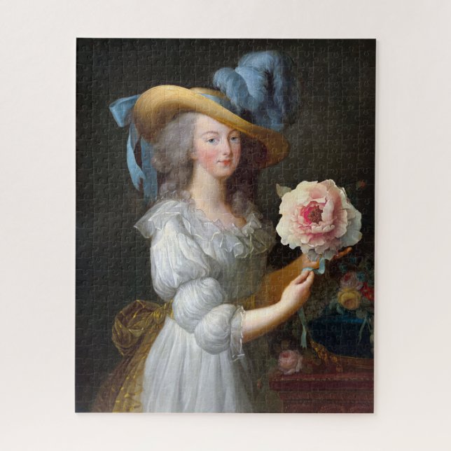 Marie Antoinette mit rosafarbenem Péony Puzzle (Vertikal)