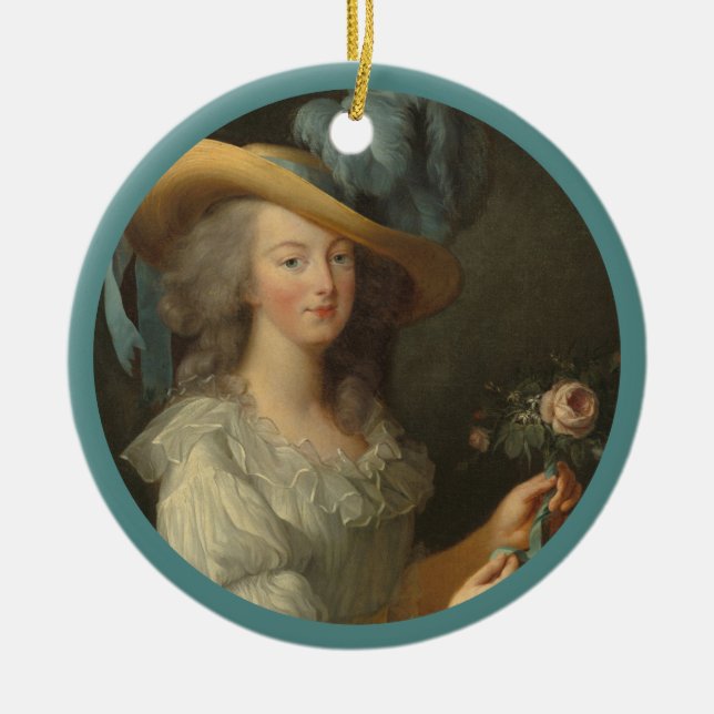 Marie Antoinette mit Rose Keramik Ornament (Vorne)