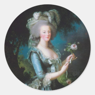 Marie-Antoinette mit Rose von Elisabeth Lebrun Runder Aufkleber
