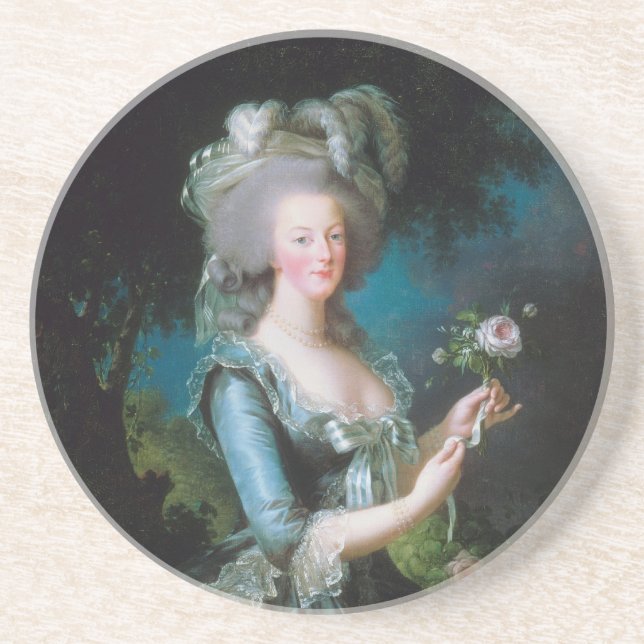 Marie-Antoinette mit Rose von Elisabeth Lebrun Sandstein Untersetzer (Vorne)