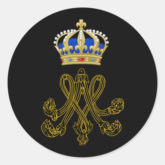 Marie Antoinette Monogram Runder Aufkleber (Vorderseite)