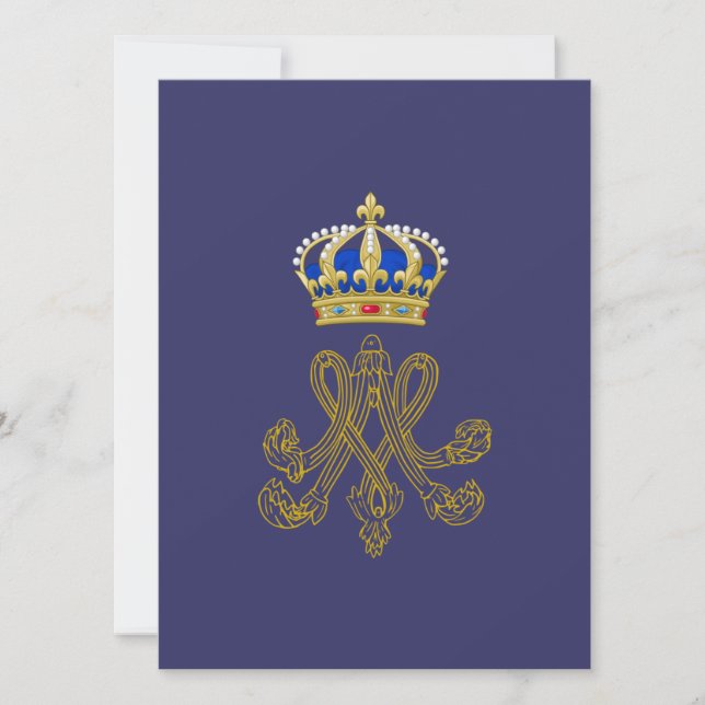 Marie Antoinette Monogramm Einladung (Vorderseite)