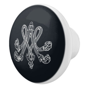 Marie Antoinette Monogramm Monogram initials navy Keramikknauf
