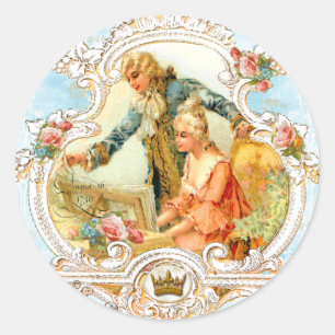 Marie Antoinette Musical Couple Barock Runder Aufkleber