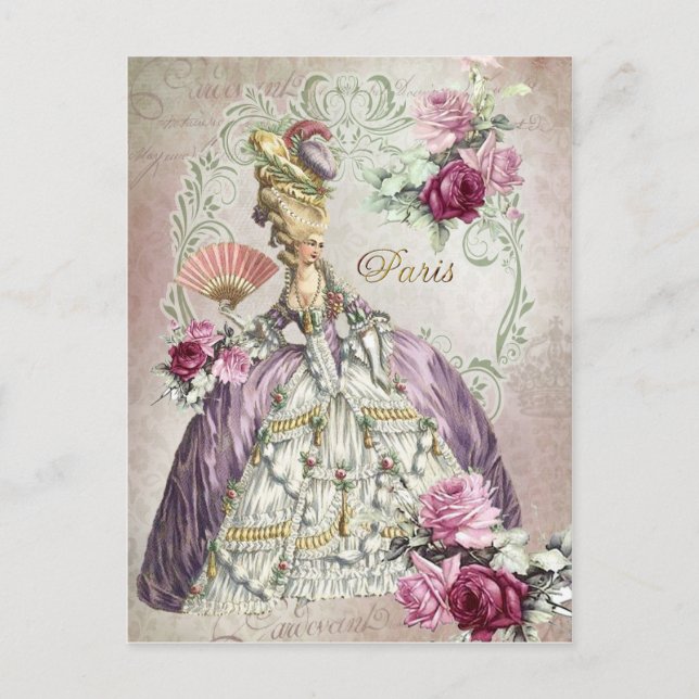 Marie Antoinette, Paris, lila Rose, Postkarte (Vorderseite)
