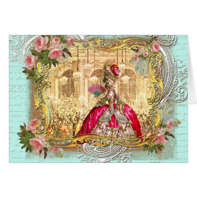 Marie Antoinette Party in Versailles in Aqua (Vorderseite (Horizontal))