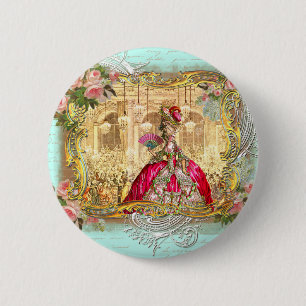 Marie Antoinette Party in Versailles in Aqua Button