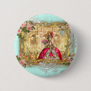 Marie Antoinette Party in Versailles in Aqua Button