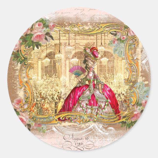 Marie Antoinette Party Versailles Pink Stickers (Vorderseite)