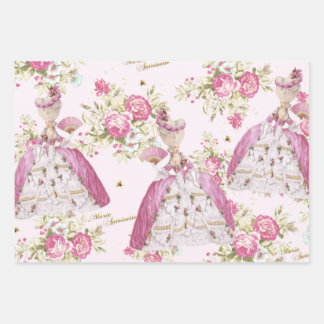Marie Antoinette Pink Floral Roses Geschenkpapier Set