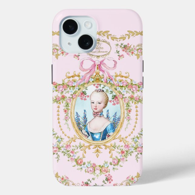 Marie Antoinette pink rose frame iphone Case-Mate iPhone Hülle (Rückseite)