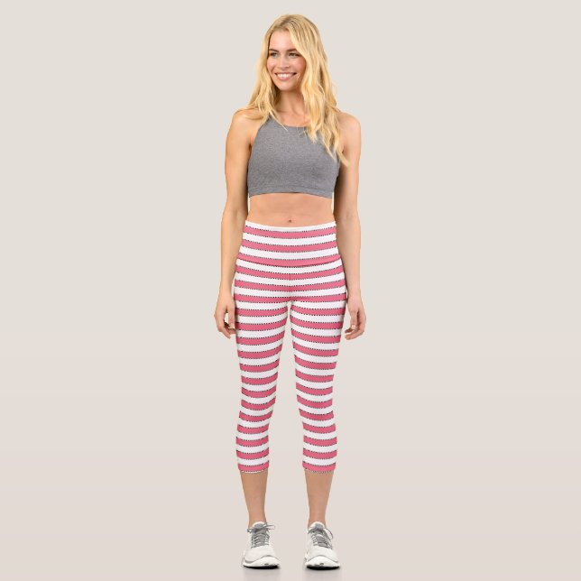 Marie Antoinette Pink Stripe Capri Leggings (Vorderseite)