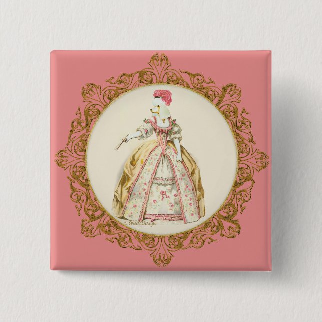Marie Antoinette Poodle Button (Vorderseite)