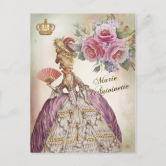 Marie Antoinette Portrait Postcard Vintage Rose Postkarte