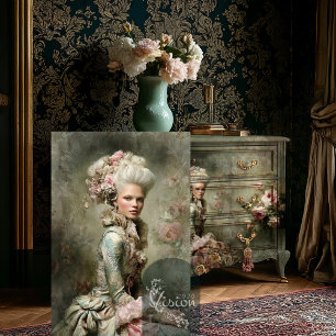Marie Antoinette Porträt Barocke Rosa Rosen Seidenpapier