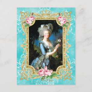 Marie Antoinette Porträt Blaue Damast Postkarte