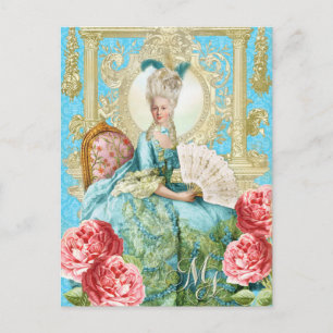 Marie Antoinette Porträt Blauer Stuhl Postkarte
