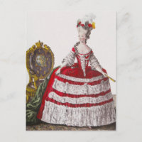 Marie Antoinette Red Fashion ~ Postkartenkleid
