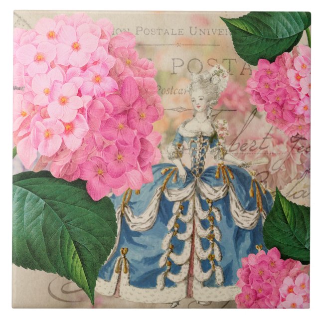 Marie Antoinette Redoute Hydrangea-Keramik-Fliese Fliese (Vorderseite)