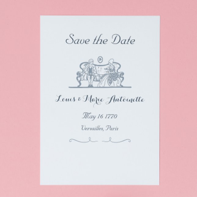 Marie Antoinette Rokoko Blue Save the Date Card (Von Creator hochgeladen)