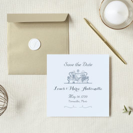 Marie Antoinette Rokoko Dusty Blue Save the Date Mitteilungskarte