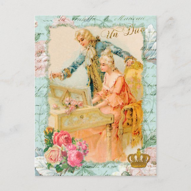 Marie Antoinette Rokoko Piano Postcard Postkarte (Vorderseite)