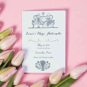 Marie Antoinette Rokoko Staubblau Hochzeit Einladung