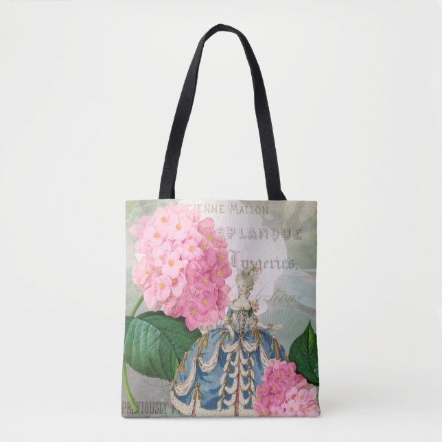 Marie Antoinette rosa Blumen-Tasche (Vorderseite)