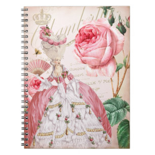 Marie Antoinette Rosa Vintage-Rosen Notizbuch Notizblock