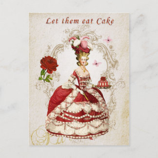 Marie Antoinette, rot, Rose, Lasse sie Kuchen esse Postkarte