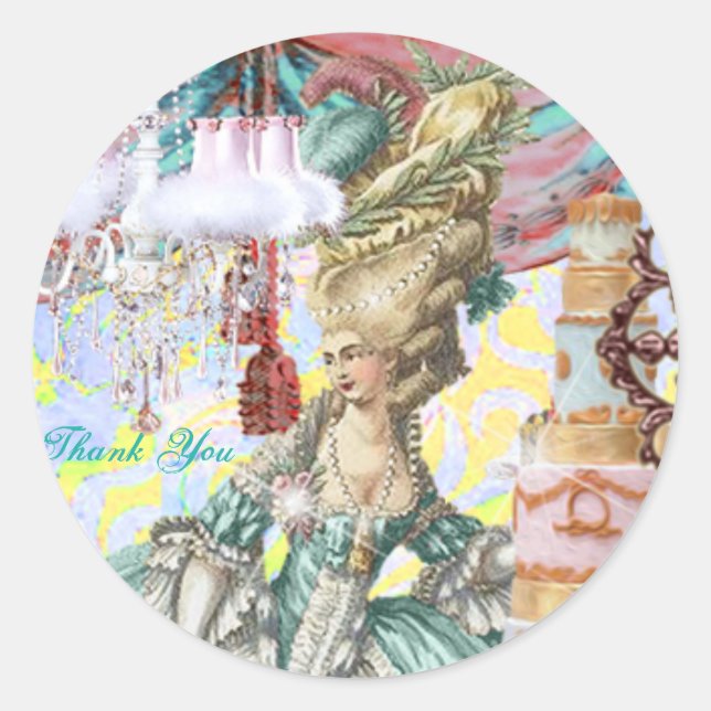Marie Antoinette Round Label von Michelle Falero Runder Aufkleber (Vorderseite)