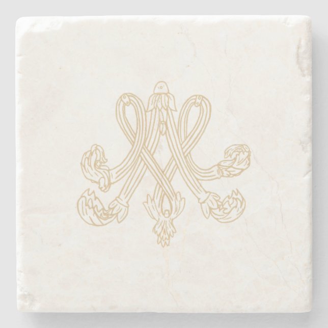 Marie Antoinette – Royal Monogram – Shabby chic Steinuntersetzer (Vorderseite)
